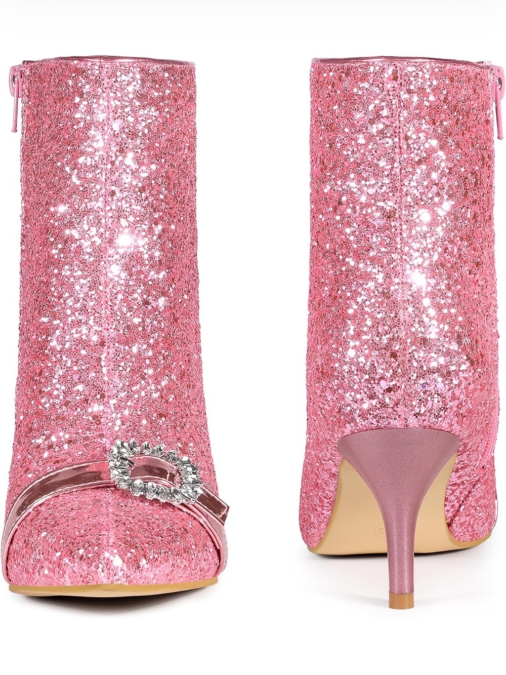 Glitter Boot Rhinestone Stiletto Heel Ankle Pink Boots Perphy Size 9 - Picture 5 of 8